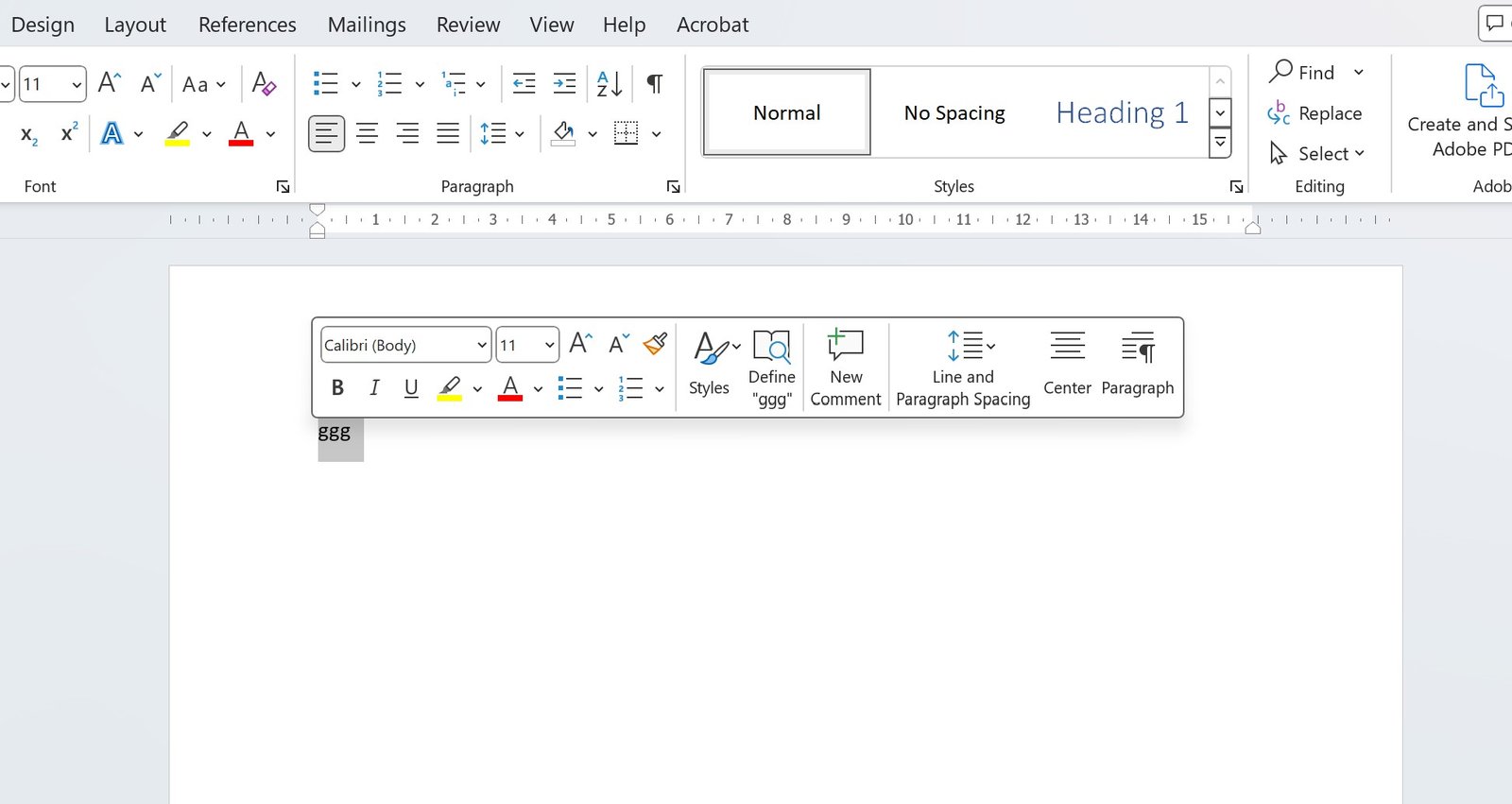 Mini Toolbar