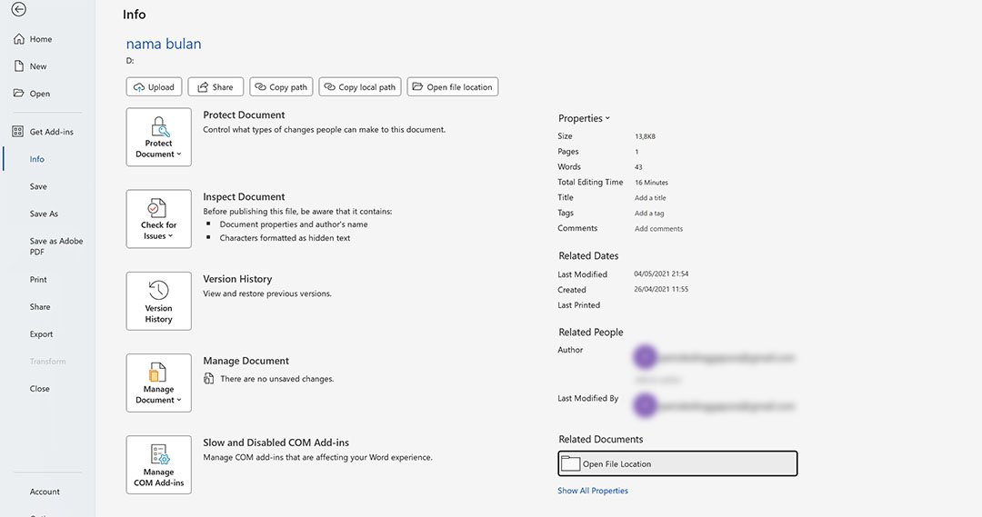 Cara Mengetahui Lokasi File MS Word