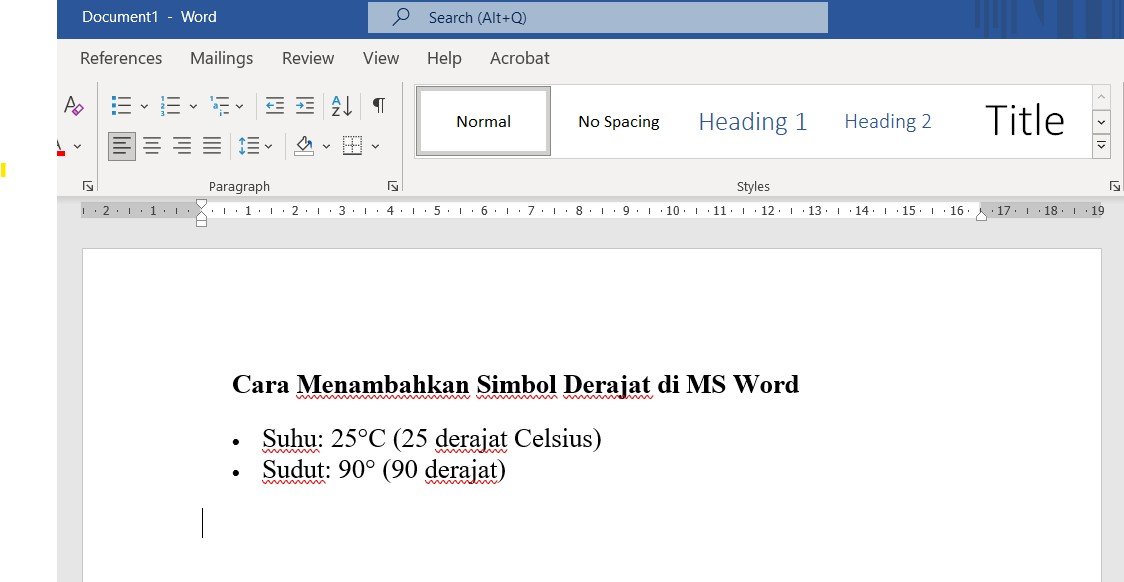 Cara Menambahkan Simbol Derajat di MS Word