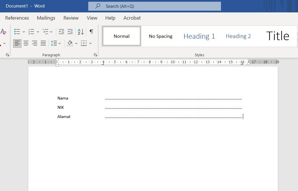 Cara Membuat Titik Titik Otomatis di Ms Word
