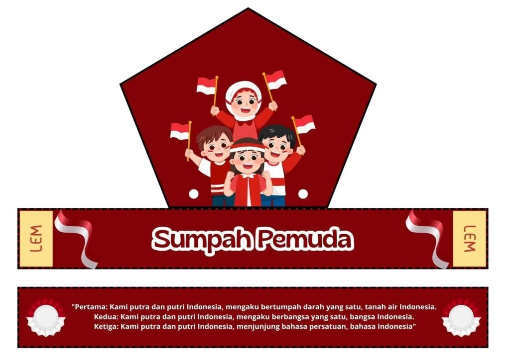 Design Ikat Kepala Anak SD Tema Hari Sumpah Pemuda
