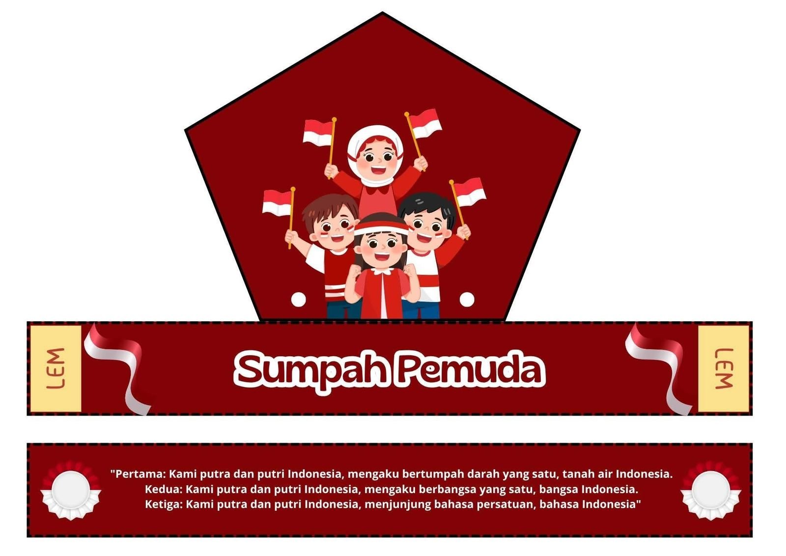 Design Ikat Kepala Anak SD Tema Hari Sumpah Pemuda